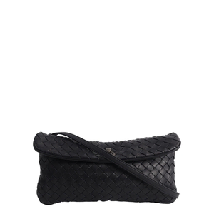 BOTTEGA VENETA Intrecciato Mini Flap Shoulder Bag Navy | Luxity