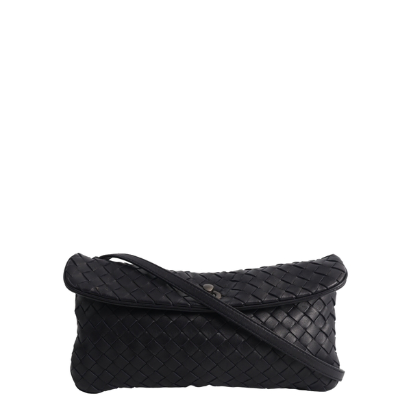 Intrecciato Mini Flap Shoulder Bag Navy