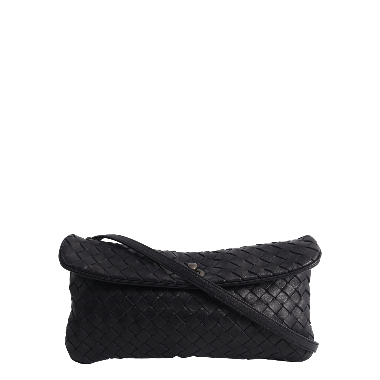 BOTTEGA VENETA Intrecciato Mini Flap Shoulder Bag Navy | Luxity