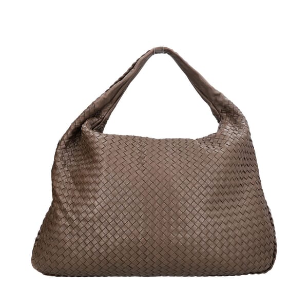 Leather Intrecciato Maxi Veneta Hobo Brown