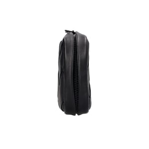 Leather Intrecciato Zip Around Travel Pouch Black, view 4