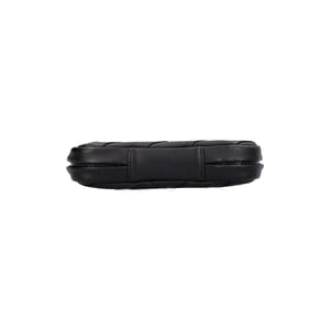 Leather Intrecciato Zip Around Travel Pouch Black, view 6
