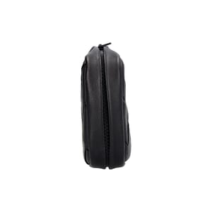 Leather Intrecciato Zip Around Travel Pouch Black, view 5
