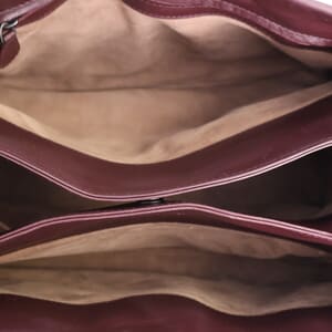 Leather Intrecciato Small Roma Tote Bordeaux, view 8