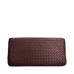 Leather Intrecciato Small Roma Tote Bordeaux, view 7