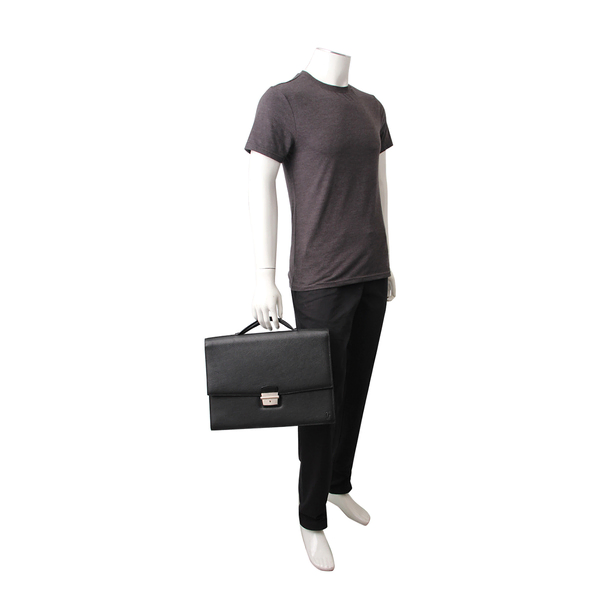 Leather Pasha Briefcase Bag Black