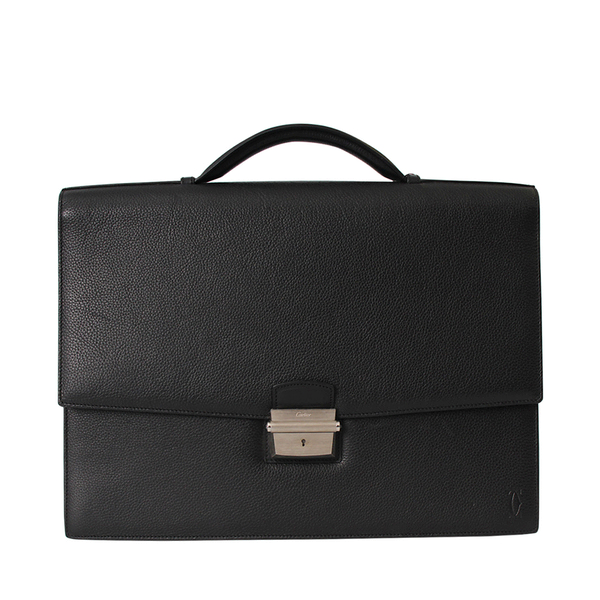 Leather Pasha Briefcase Bag Black