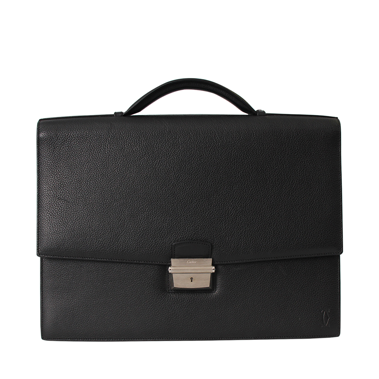 CARTIER Leather Pasha Briefcase Bag Black | Luxity