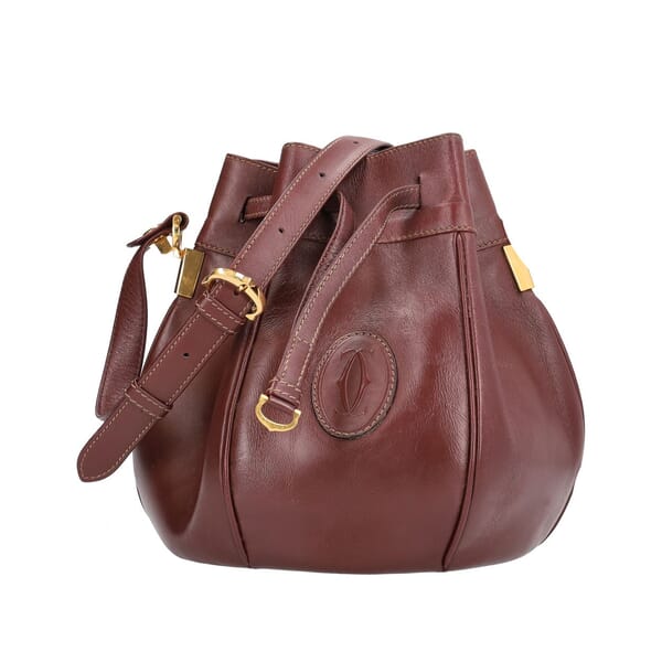 Vintage Leather Must de Cartier Bucket Bag Bordeaux