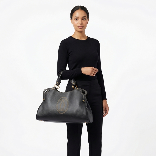 Leather Large Marcello Bag Black