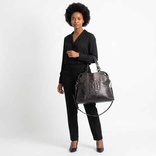 Aged Leather Marcello Tote Black
