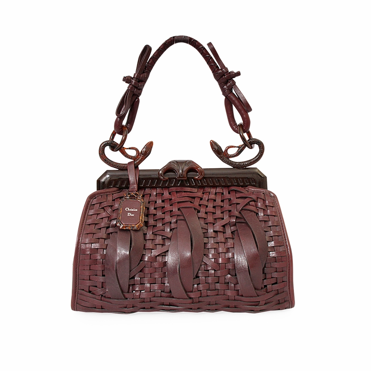 DIOR Leather Samourai 1947 Intrecciato Frame Bag Brown - Limited