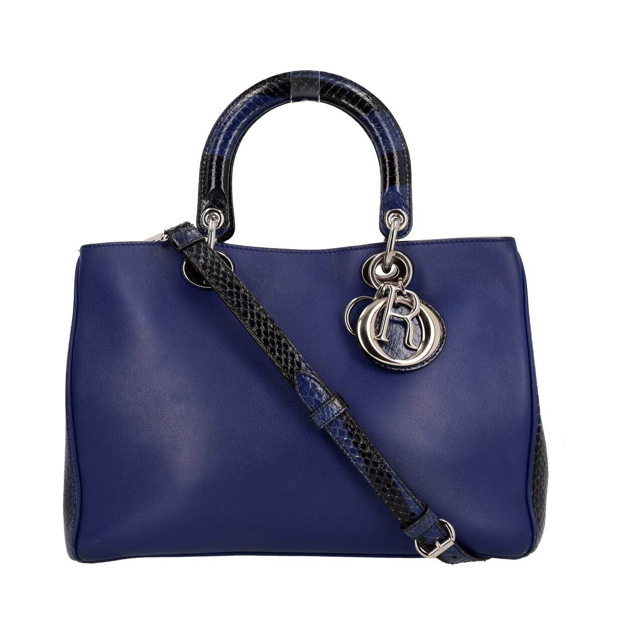 DIOR Leather/Python Diorissimo Tote Blue | Luxity