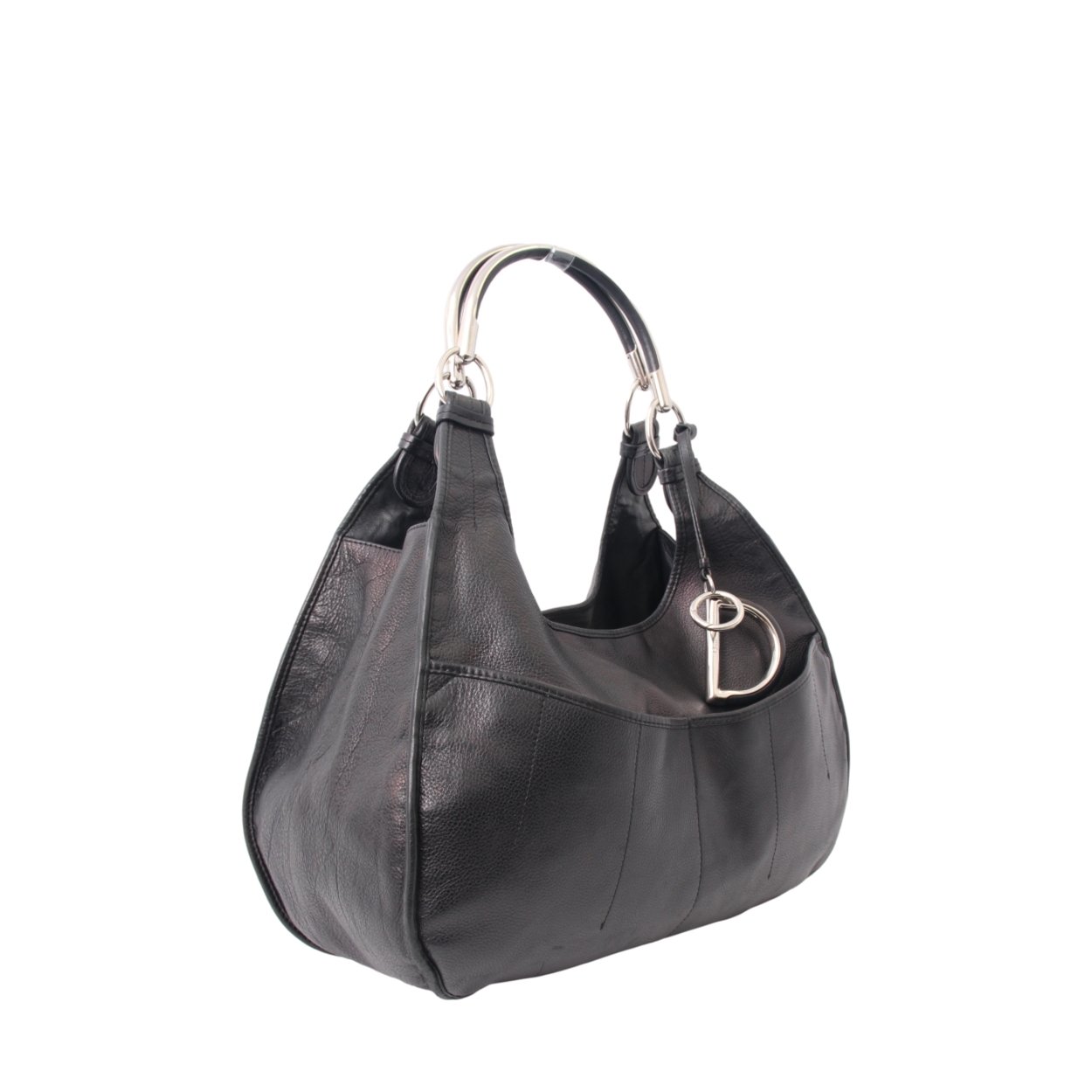 CHRISTIAN DIOR Leather Dior 61 Shoulder Bag Black | Luxity
