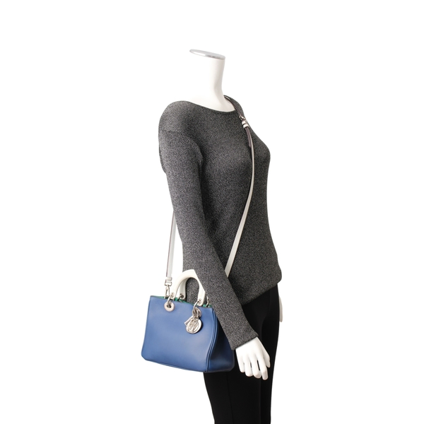 Leather Mini Dirissimo Tote Navy/White