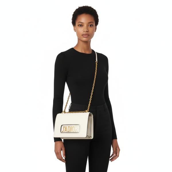 Leather J'Adior Shoulder Bag White