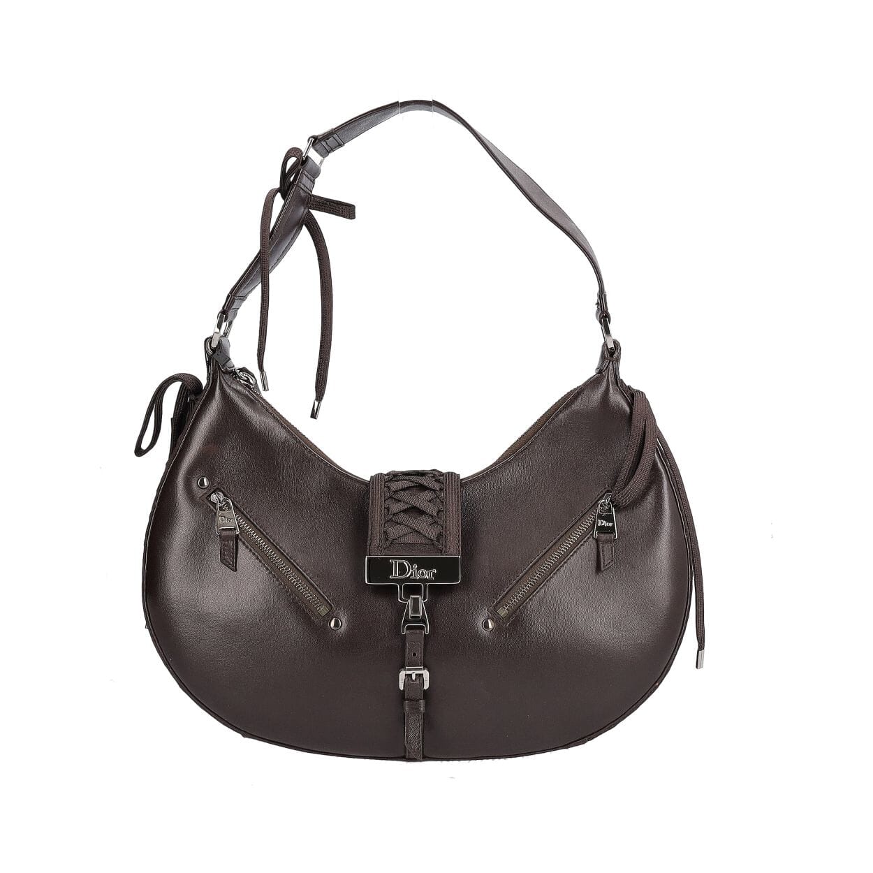 CHRISTIAN DIOR Leather Admit It Corset Shoulder Bag Black | Luxity
