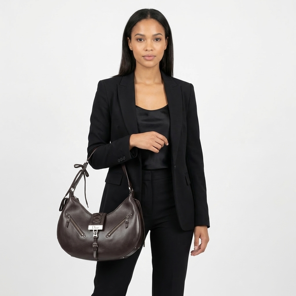 Leather Admit It Corset Shoulder Bag Black