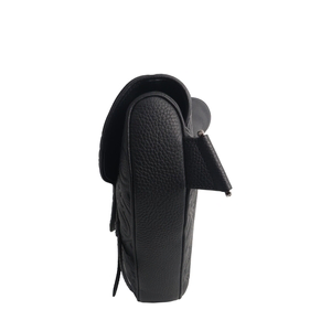 Leather Dior Embossed Saddle Bag Black, view 6