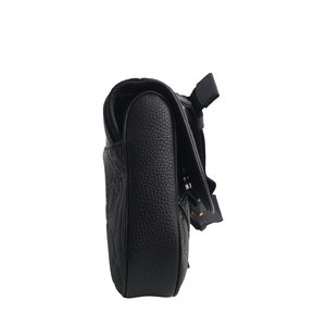 Leather Dior Embossed Saddle Bag Black, view 4