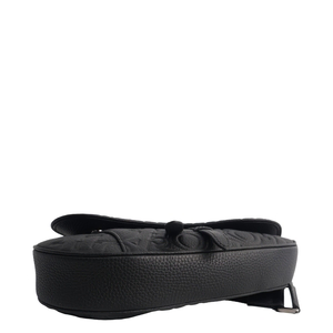 Leather Dior Embossed Saddle Bag Black, view 7
