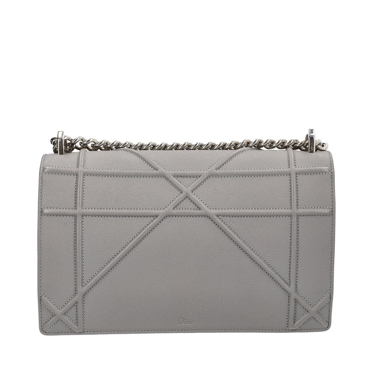 CHRISTIAN DIOR Leather Diorama Medium Shoulder Bag Grey | Luxity
