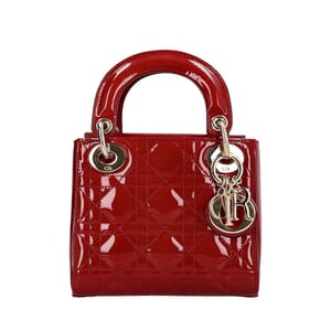 Patent Cannage Mini Lady Dior Cherry Red, view 4