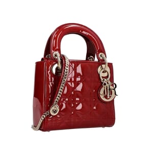 Patent Cannage Mini Lady Dior Cherry Red, view 2