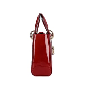 Patent Cannage Mini Lady Dior Cherry Red, view 6