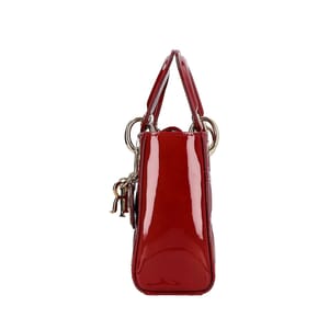 Patent Cannage Mini Lady Dior Cherry Red, view 5