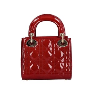 Patent Cannage Mini Lady Dior Cherry Red, view 3