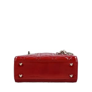 Patent Cannage Mini Lady Dior Cherry Red, view 7