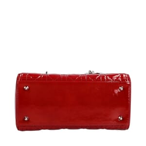 Patent Cannage Lady Dior Medium Tote Red, view 6