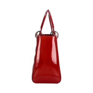Patent Cannage Lady Dior Medium Tote Red, view 4