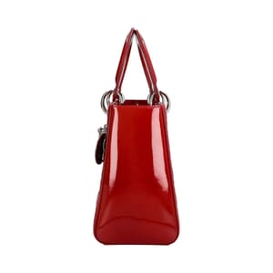 Patent Cannage Lady Dior Medium Tote Red, view 7