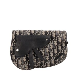 Oblique Saddle Messenger Pouch Beige/Black, view 4