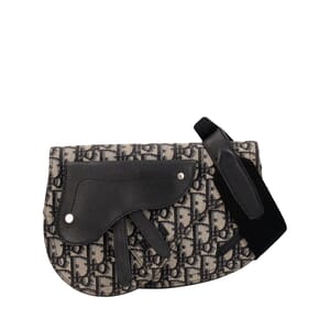 Oblique Saddle Messenger Pouch Beige/Black