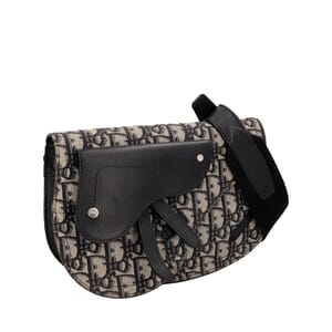 Oblique Saddle Messenger Pouch Beige/Black, view 2