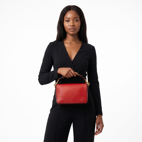 Leather J'Adior Flap Bag Red
