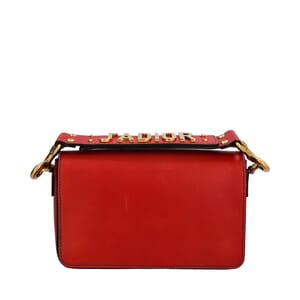 Leather J'Adior Flap Bag Red, view 3
