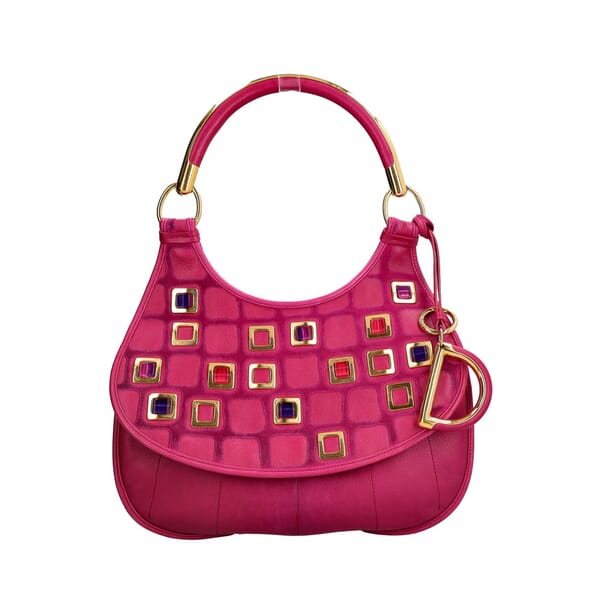 Leather Embellished Hobo Pink