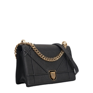 Leather Diorama Medium Shoulder Bag Black, view 2