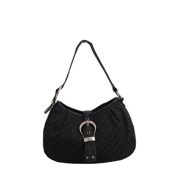 Vintage Canvas Oblique Shoulder Bag Black