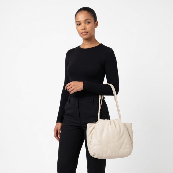 Calfskin Pillow Shoulder Bag Ivory