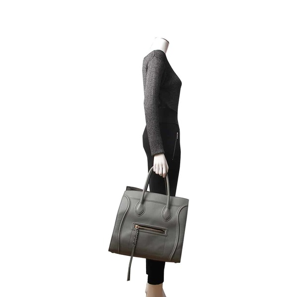 Leather Large Phantom Luggage Tote Grey/Green