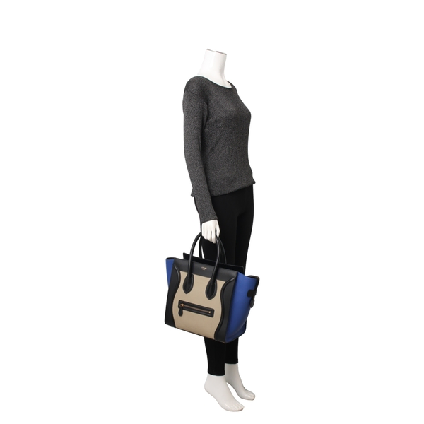 Leather Micro Luggage Tote Tri-Colour