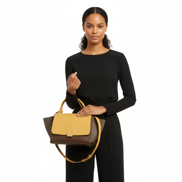 Leather Trapeze Small Bag Tricolour