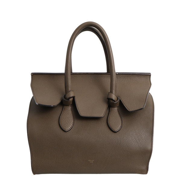 Leather Tie Knot Medium Tote Olive Green