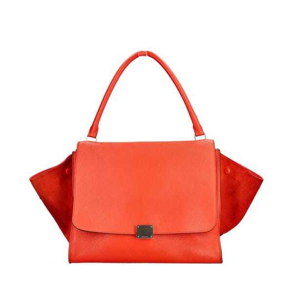 Leather/Suede Trapeze Large Bag Orange