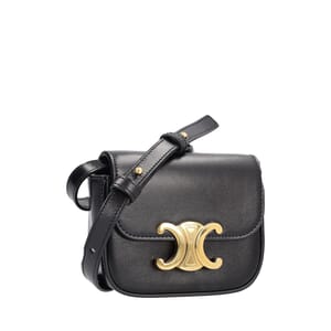 Leather Triomphe Mini Crossbody Bag Black, view 2